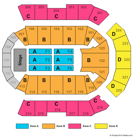 Spokane Arena TSO Zone Seating Chart